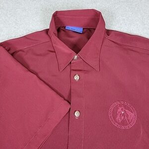 Ranchero Short Sleeve Button Down Shirt Men's XL Red Embroidered Horse Western‎